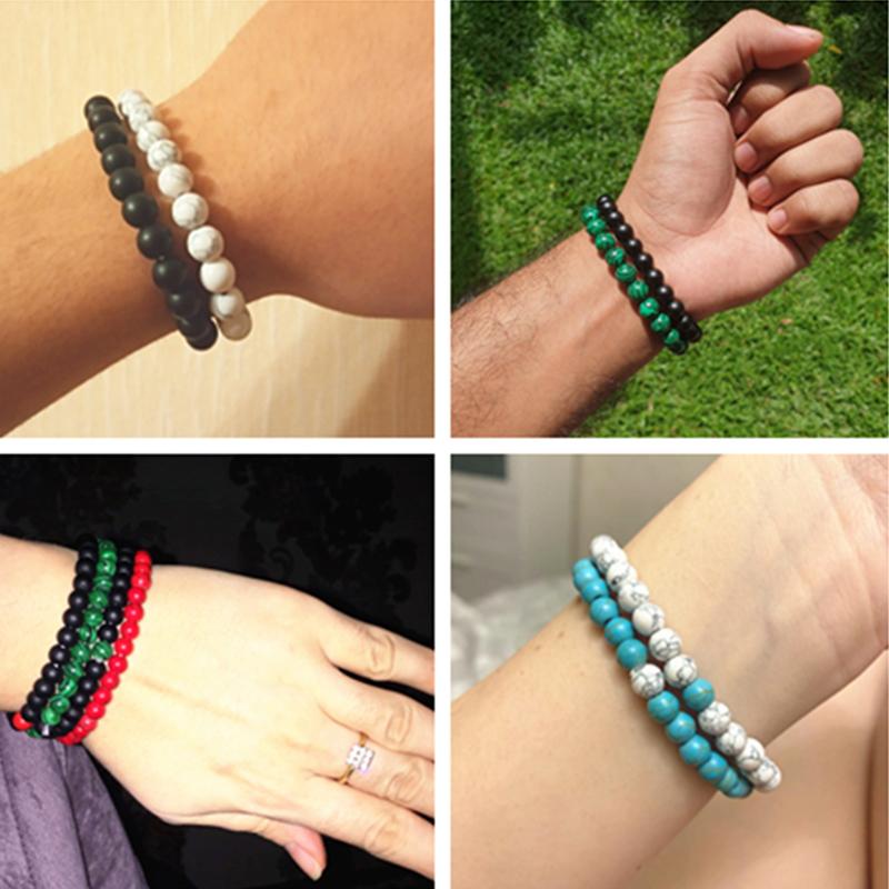2Pcs/Set Couples Distance Bracelet Natural Stone Tiger Eyes Lava Beaded Bracelets & Bangles Men Women Jewelry Best Friend Gift