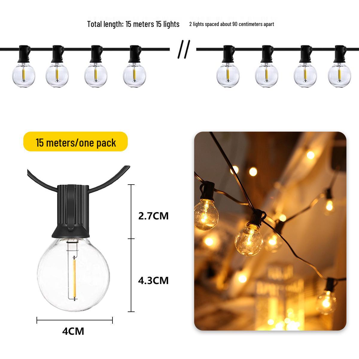 

Rainproof G40 Solar Decorative String Lights for Home & Courtyard, Ideal for Festive Ambiance Solar Light String