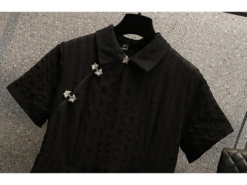 Women's Plus Size Summer Qipao: Gentle Chinese Style Tea Break Little Black Dress