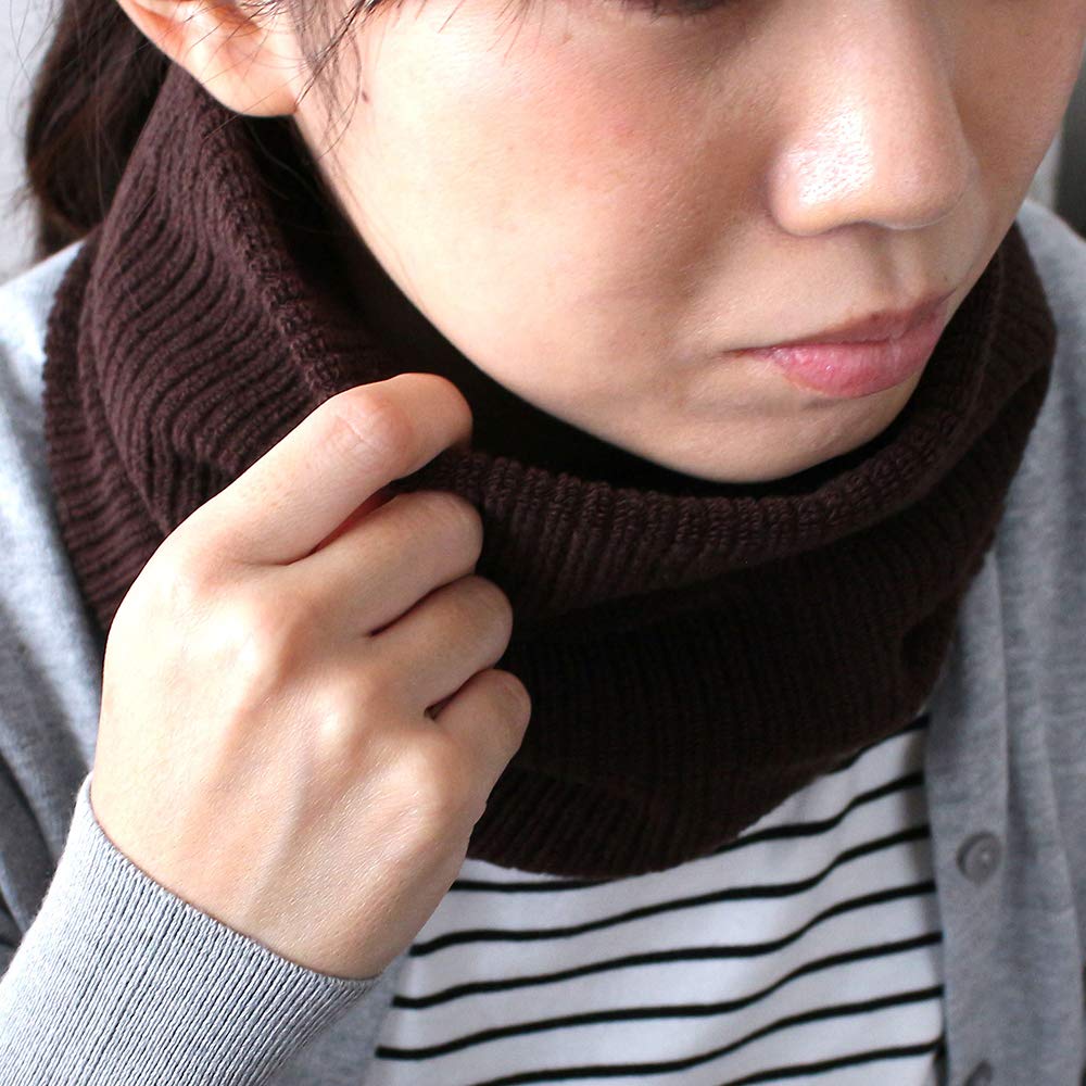 Neck One Size Fits 24cm Wide X Long X Made In and Cold Thick Fleece and Moisture &NE Warmer, Mochihada, Brown, Most, 23.5cm 1.5cm Thick, Japan, Men's