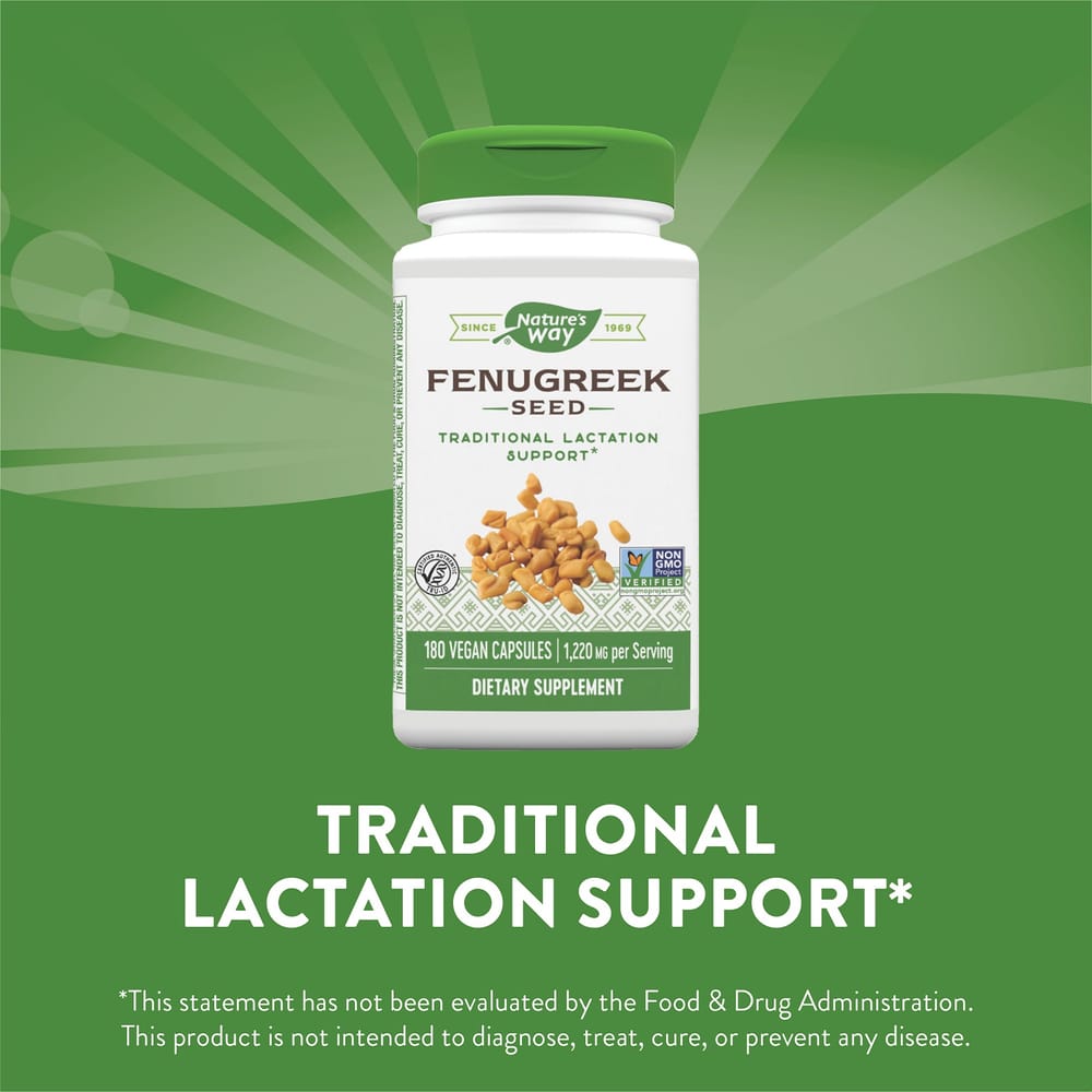 Nature's Way Fenugreek Seed, 1220mg Vegan Capsules, 180 Count (610mg per Capsule)