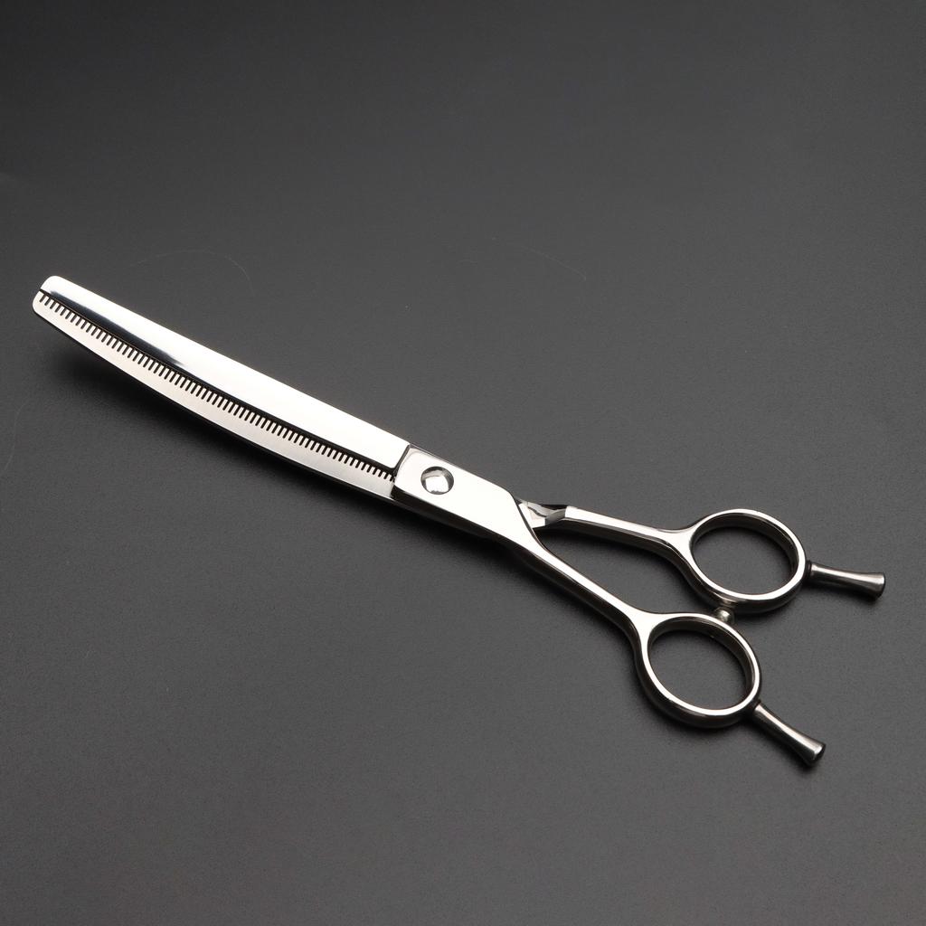 High Quality 7.25 Inch 66 Tooth Japan 440C Stainless Steel Pet Cutting Shears Left Handed Curved Thinning Scissors