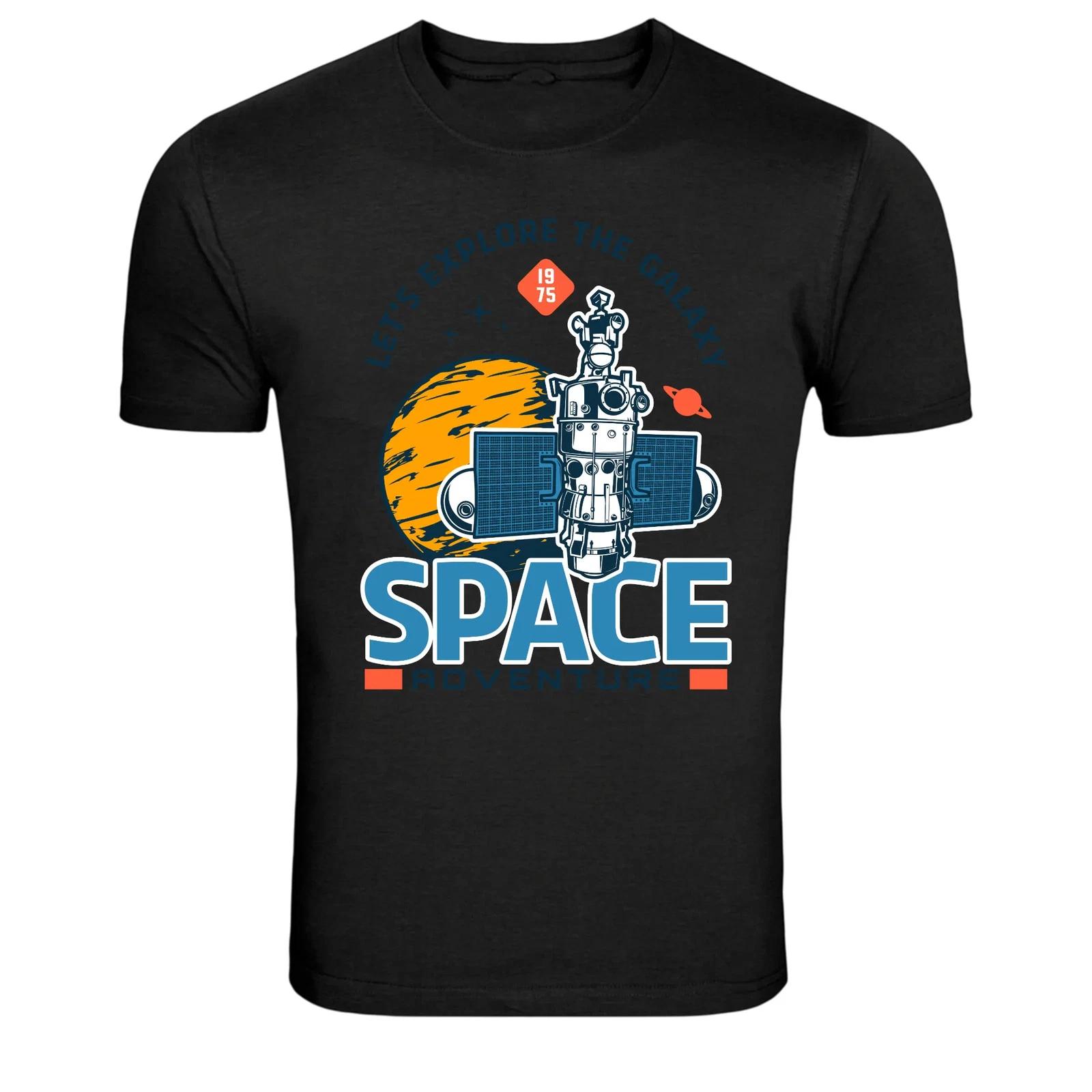 Space Adventure Satellite Planet Galaxy Graphic T Shirt S