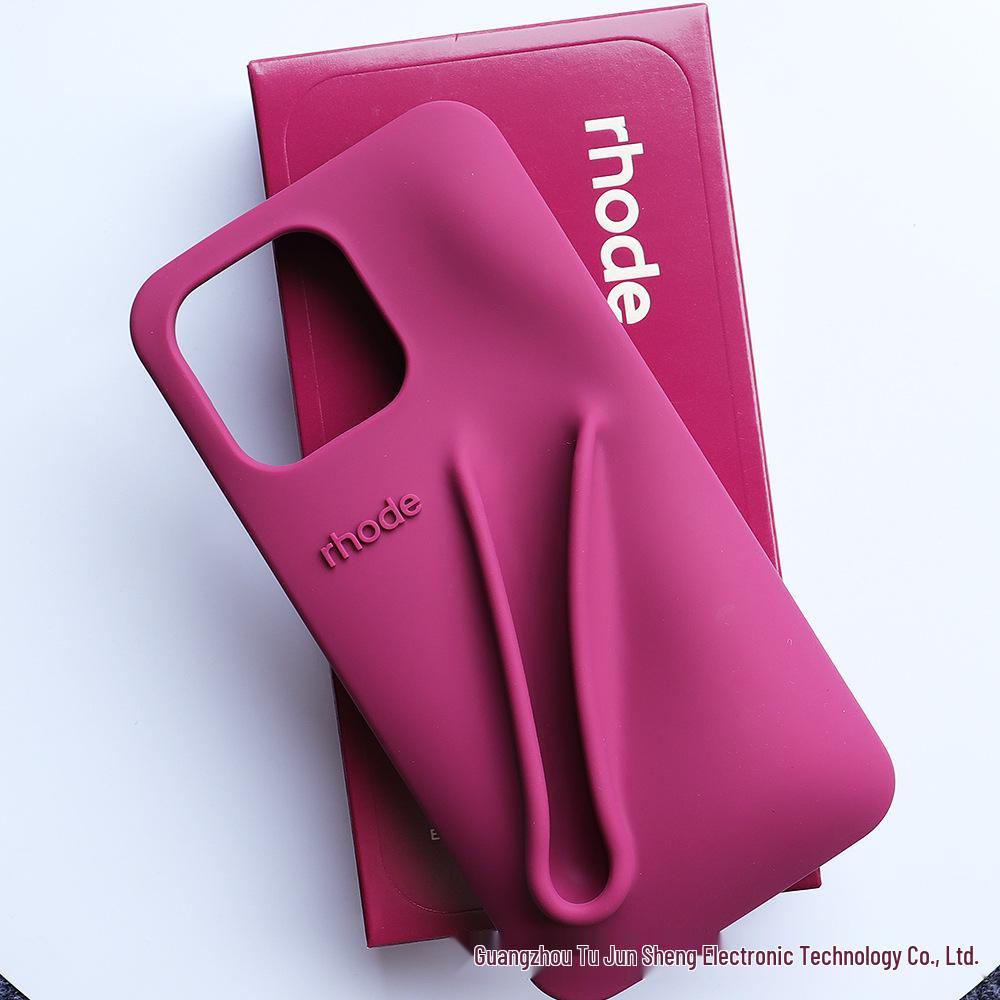 Rhode Silicone Full-Coverage iPhone 13/14/15 Pro Max Case with Lipstick Lip Gloss Design