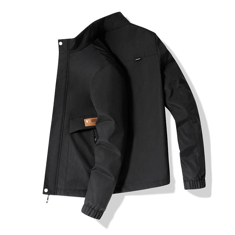 New Jacket Men's Spring and Autumn Thin Season Stand-up Collar Loose Leisure Sports Large Size Trend Solid Color Coat Men