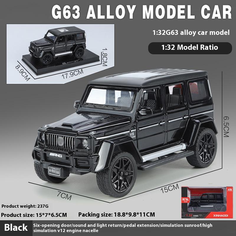1/32 Alloy Benz G63 Model Car, Simulated Sound and Light, Strong Return Force, Simulated Large Skylight, Christmas/birthday Gift
