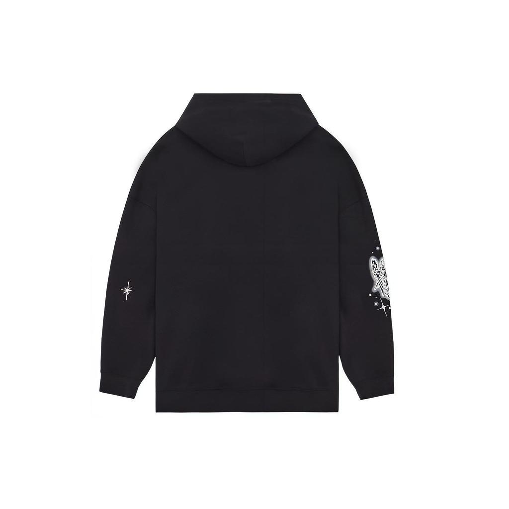 WE11DONE Ss22 Sleeve Edge Angel Spray Decoration Solid Color Hoodie Unisex Hoodie Black WD-TH1-22-574-U-BK