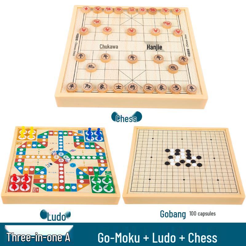 Multi-Board Game Set: Go-Moku, Checkers, Chinese Checkers, Chess, Animal Chess, Army Chess – Parent-Child Educational Toy