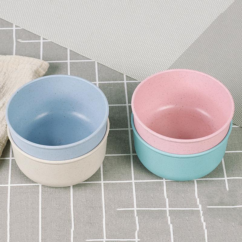 Solid Color Wheat Straw Bowl Fruit Vegetable Dessert Rice Bowl Lightweight Food Bowls Household Kitchen Dining Tableware
