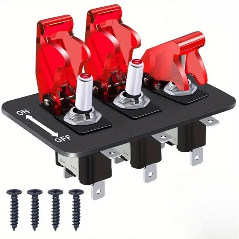 

24 В 12 В панель переключателей для гоночного автомобиля, стартер, кнопка зажигания, свет, тумблер, 20 А, предохранитель, аксессуары для лодки, грузовика, прицепа, автофургона красный