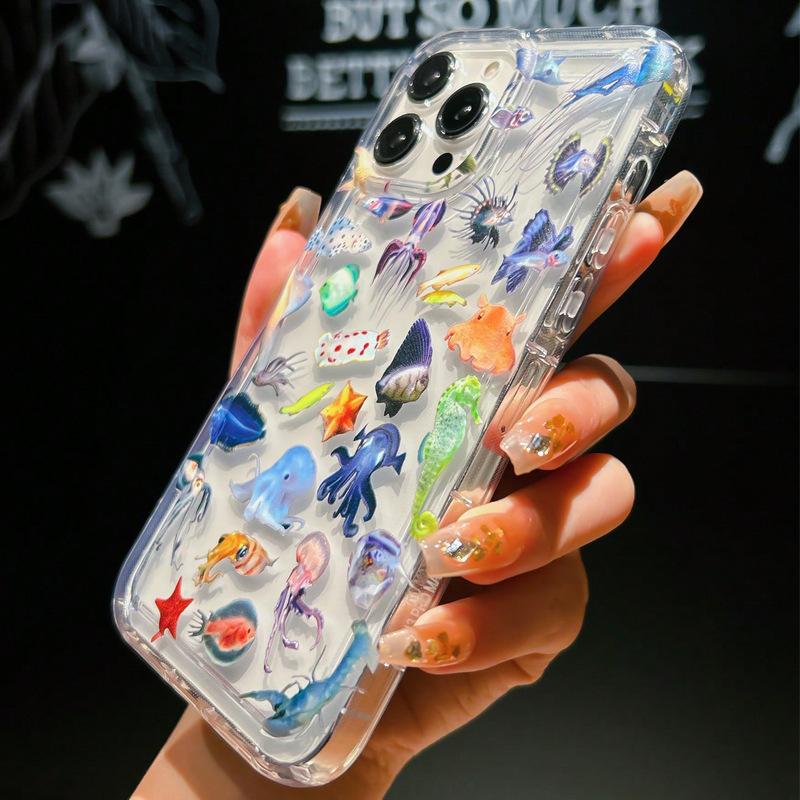Marine Animal Airbag Anti-drop Apple 14 Mobile Phone Case Iphone15promax Transparent 11/12/13 Soft 1617