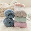 4 Pairs Autumn Winter Coral Velvet Socks Soft Cozy Fluffy Slipper Socks for Women Girls Middle Tube Thickened Socks for Sleep Home Floor