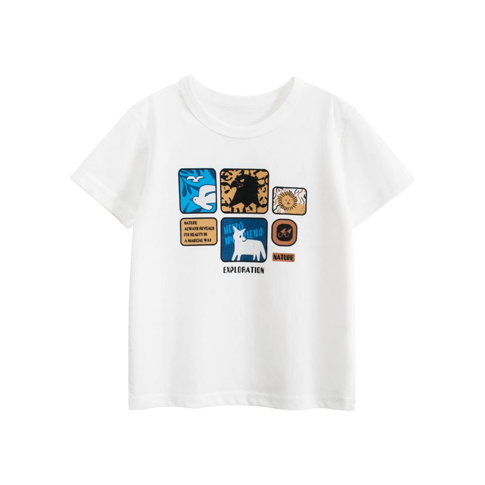 

Boys short-sleeved T-shirt summer new children s clothing Korean version half-sleeved cartoon printed baby clothes 90cm
