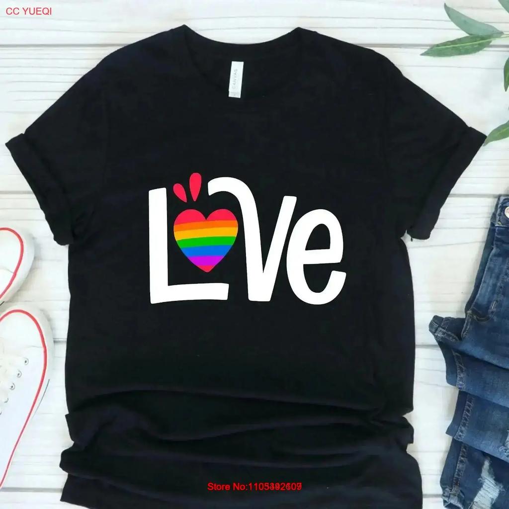 Rainbow Heart Love T Shirt Lgbt Pride Vintage Washed Soft Designer Clothes Top For Everyday Wear Stretched Casual Breathable