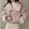 Women Short Medium Length Down Jacket Winter Warm Stand Collar Solid Color Casual Outerwear Coat
