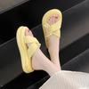 Cool slippers female 2025 summer new with skirt fairy wind beaded thick bottom outer wear cross word fashion slippers
