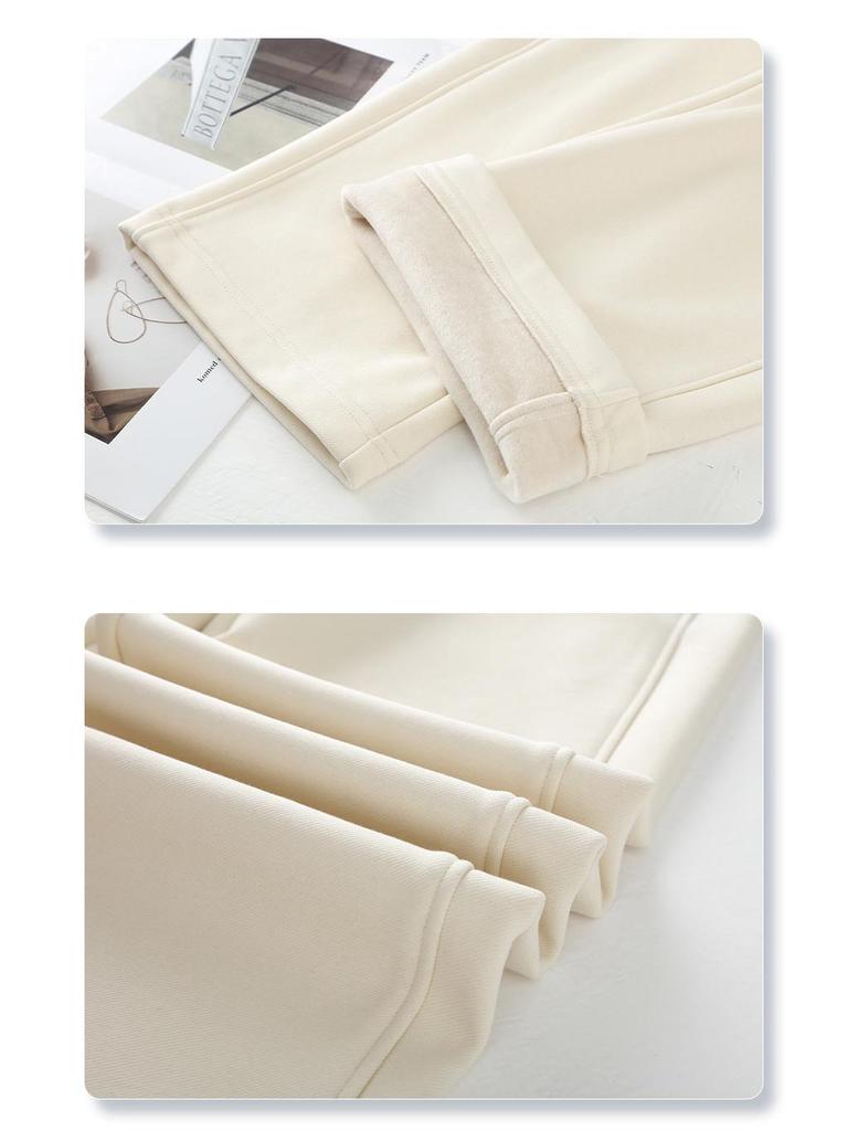 Ancola Women's 2024 Red Fleece-Lined Wide-Leg Sweatpants - Autumn/Winter Casual Straight-Leg Trousers.