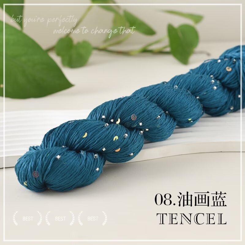 Tencel Beads Colorful Sequins Thread Summer Hand-Knitted Sweater Scarf Shawl Twisted Yarn 100G