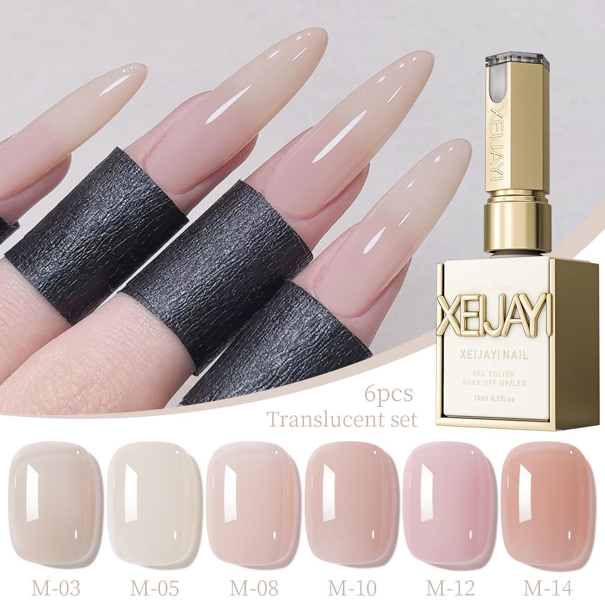 

2025 Ice Translucent Nude Pink Milk Tea Gel Polish Set for Salons