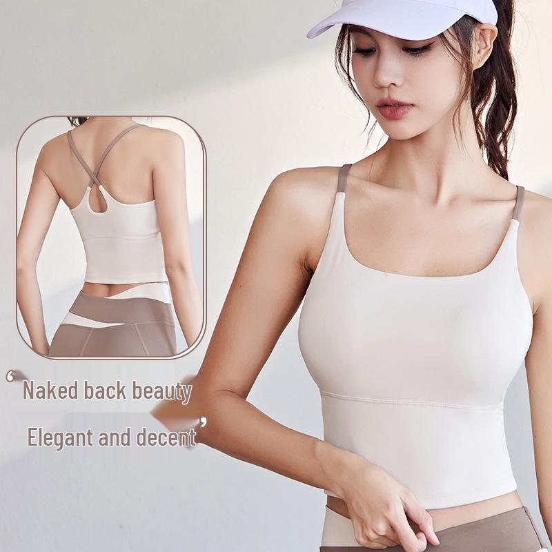 Letní nahý pocit jóga křížená camisola sportovní podprsenka