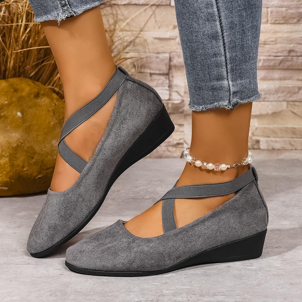 

Summer New Women s Plus Size Pointed Toe Wedge Loafers Sports Casual Daily Fashion Shoes 43 сірий колір