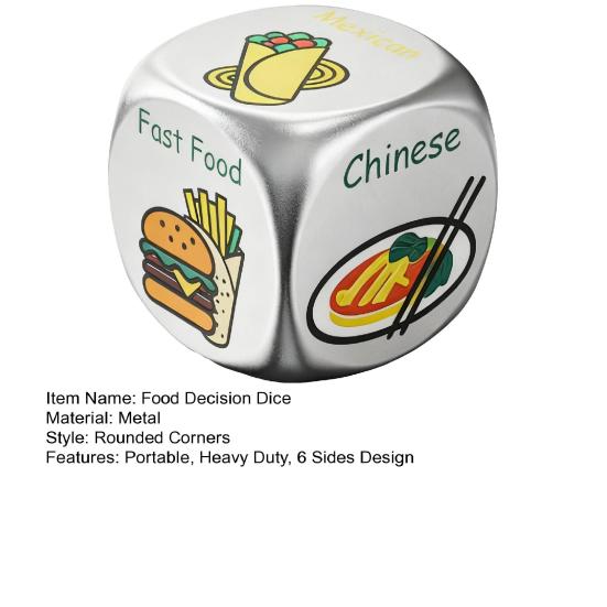 Food Decision Dice 6 Sides Fast Food Chinese Sushi Mexican Steakhouse Italian