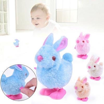 1Pcs Cute Plush Rabbit Wind Up Toy Random Color for Kids Baby Toys Cartoon Clockwork Jumping Walking Toy for Kids Children Gifts