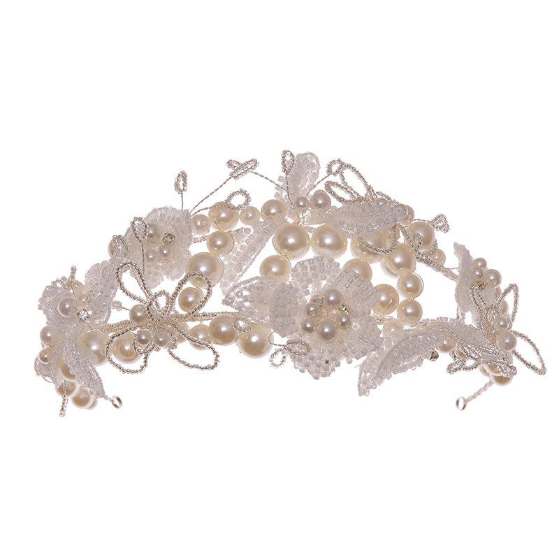 Elegant Korean Bridal Pearl & Flower Headband Veil Accessory