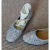 Sheepskin version~ French bow silver glitter ballet light mouth single shoes women's versatile round head Mary Jane flats