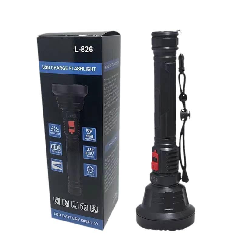 USB Rechargeable Long-Range LED Flashlight with Power Display