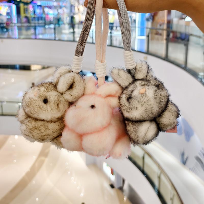 Cartoon Cute Vertical Ear Rabbit Plush Keychain Soft Toy For Bag Decoration