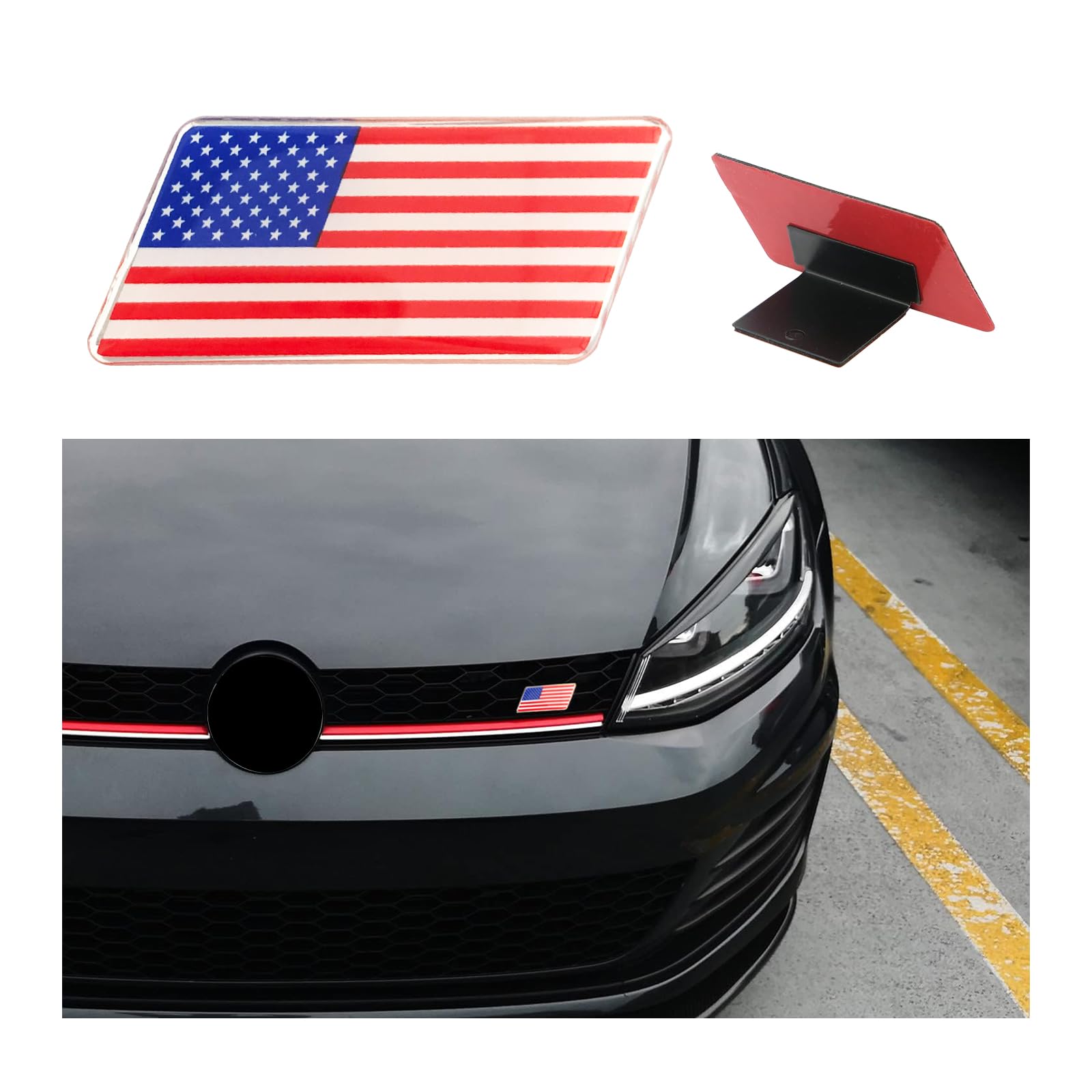 

Ziciner 3D American Flag Emblem Badge with L-Shaped Mounting Bracket Auto Front Fender Badge