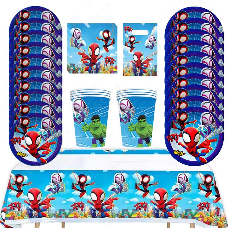 Spiderman Birthday Party Decor Itemations Disposable Tableware Plate Cup Napkins Bags Spidey Party Birthday Decor Itemation Supplies Set