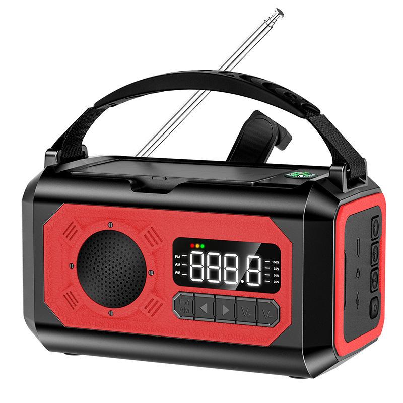 12000mAh Weather Alert Radio with 2 Solar Panels Solar Hand Crank Multifunction Radio Reading Lamp SOS Alarm for Outdoor Camping
