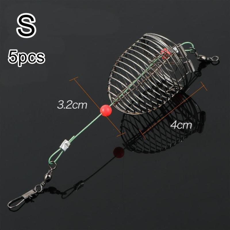 

5Pcs Fish Small Stainless Steel Bait Cage Basket Feeder Holderfishing Lure Cage Fishing Accessories S