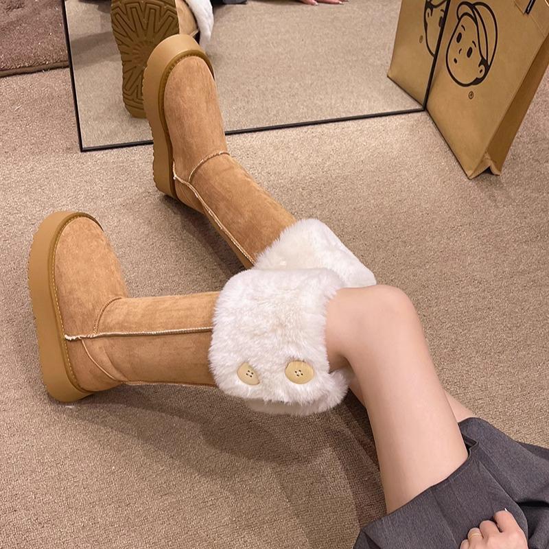 Snow boots, piled and thickened warm small men, new warm thick-soled medium boots in autumn and winter 2025, snow boots