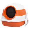 Foldable Cat Litter Tray with Lid, Deodorant, Scoop, Orange