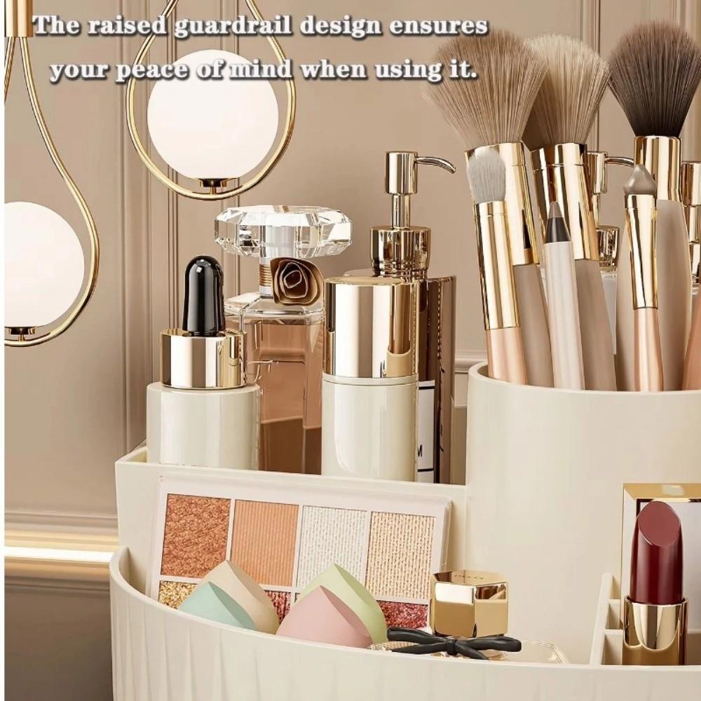 PP Cosmetic Storage Box Large Capacity Open Grid Organizer Portable Desktop Shelf  For Vanity Desk
