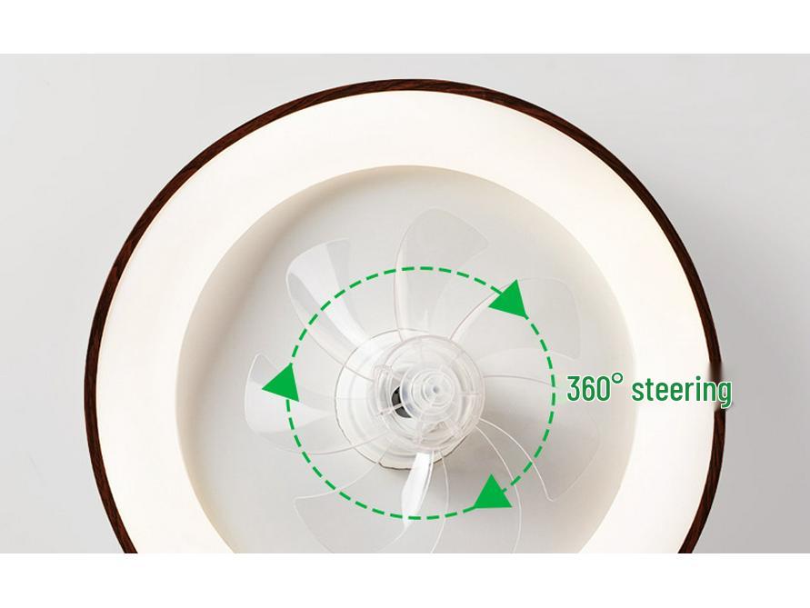 Mid-Century Walnut Wood Grain 360° Oscillating Fan Light for Bedroom or Children's Room