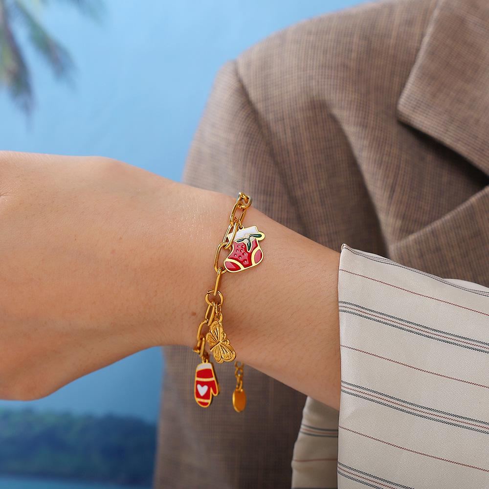 18K Gold-Plated Christmas DIY Pendant Bracelet