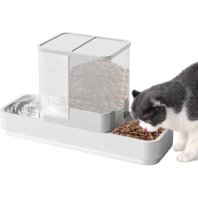Yummy Sam Automatic Small Pet Feeder and Water Dispenser, 2 in 1 Gravity Cat Auto Pet Feeder and Waterer Set Feeder Dish for Small Medium Pets Dog