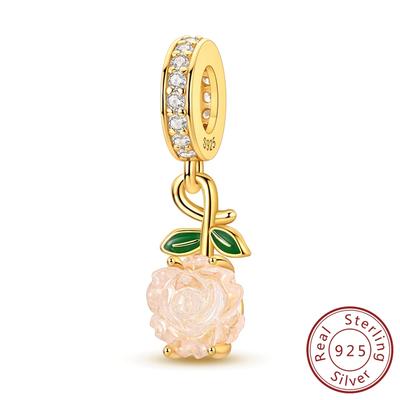 Copper Luminous Rose Pendant Charms Jewellery Fit Originalbracelet Necklace For Women Diy Gift