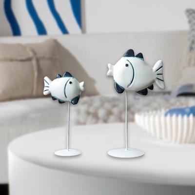 Kissing Fish Ornament Desktop Decor Housewarming Gift Collectible Figurine Sculpture for