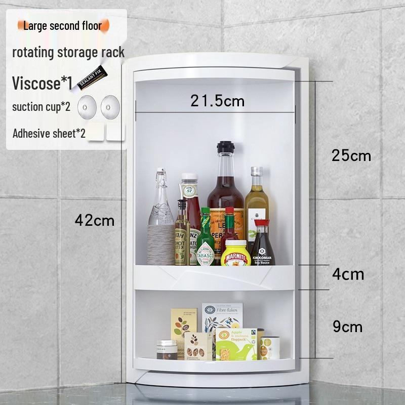 Rotating Corner Kitchen Rack for Seasonings and Condiments