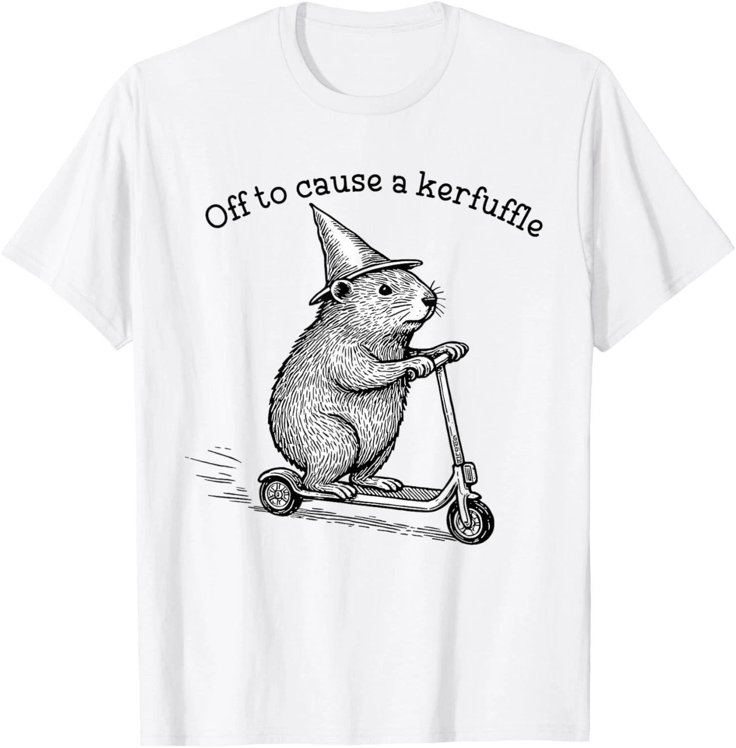 Off to Cause A Kerfuffle Funny Capybara Scooter Chaos T-Shirt unisex T-Shirt 3XL