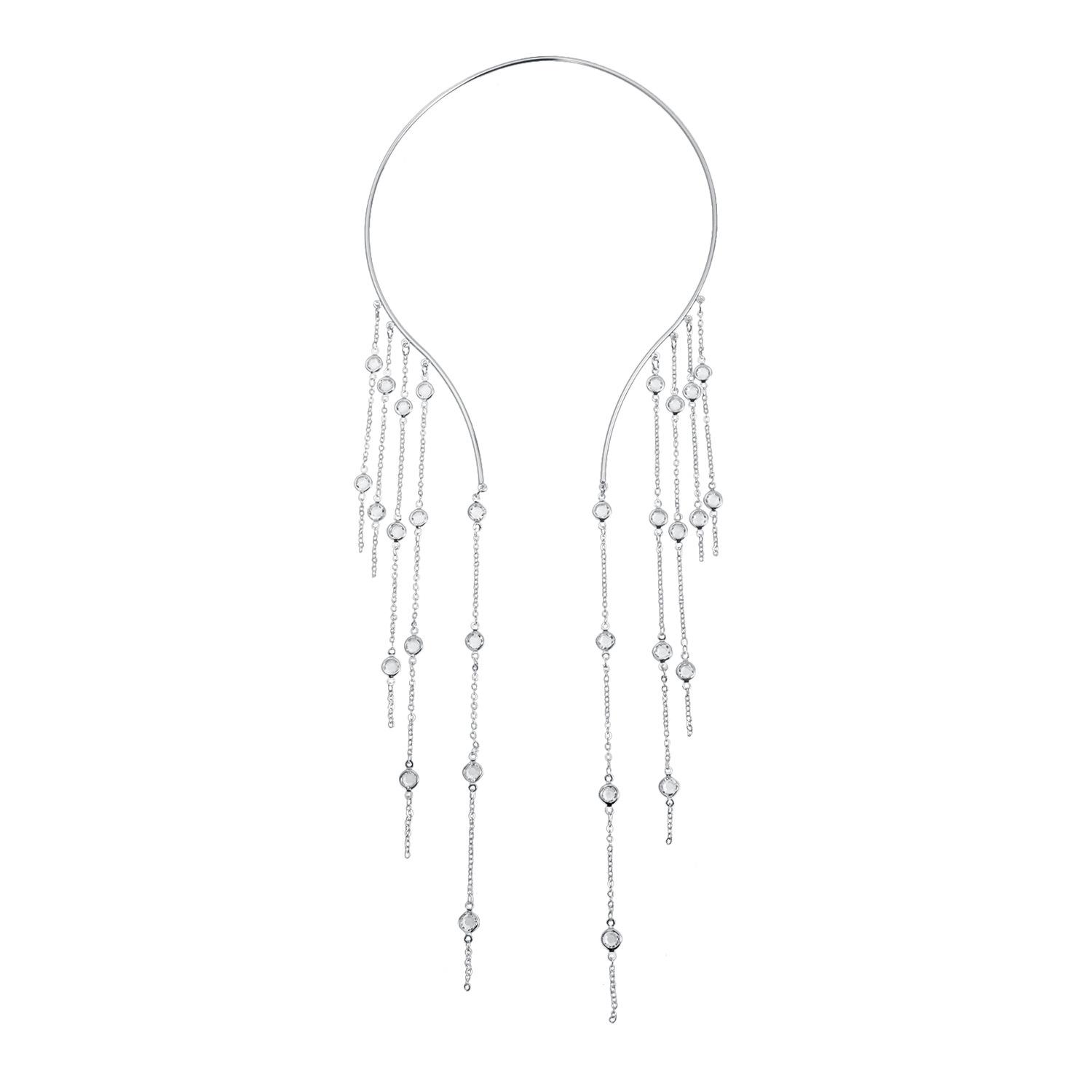 

Multi-layer Tassel Gem Choker, Luxury High-end Design Rhinestone Party Evening Dress Jewelry 1