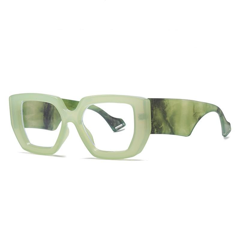 

New Fashion Square Women Glasses Frame Luxury Clear Anti-Blu-Ray Spring Hinge Wide Legs Eyewear Men Optical Polygon Frame зелёный