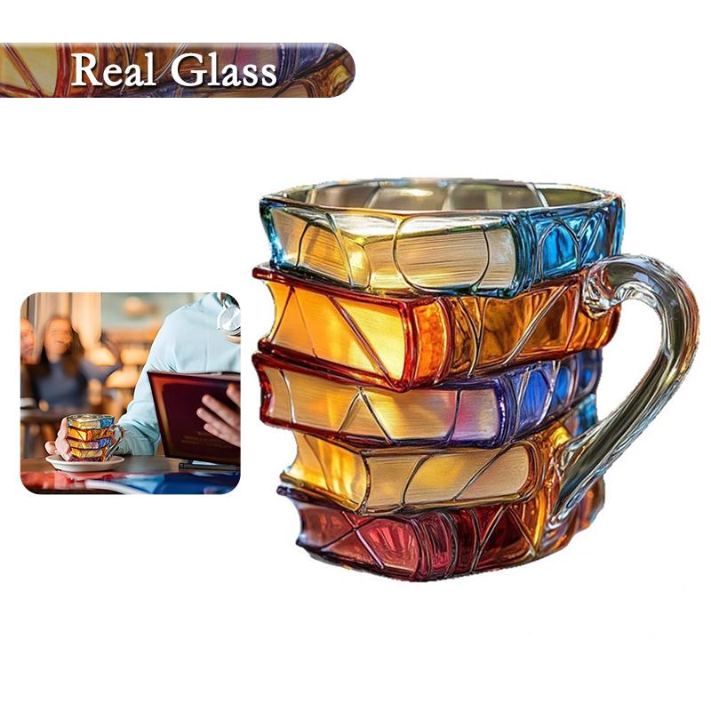 

Расписная Книжная Стеклянная Кружка 2026 11 унций Штабелируемые Кофейные Кружки из Настоящего Стекла Новинка 3D Книги Кофейная Стеклянная Кружка