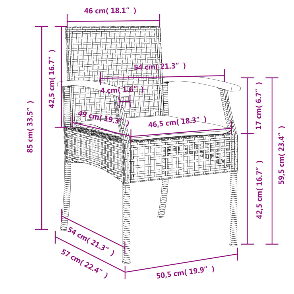 Vidaxl 9-Cz. Garden Furniture Set With Cushions, Black, PE Rattan