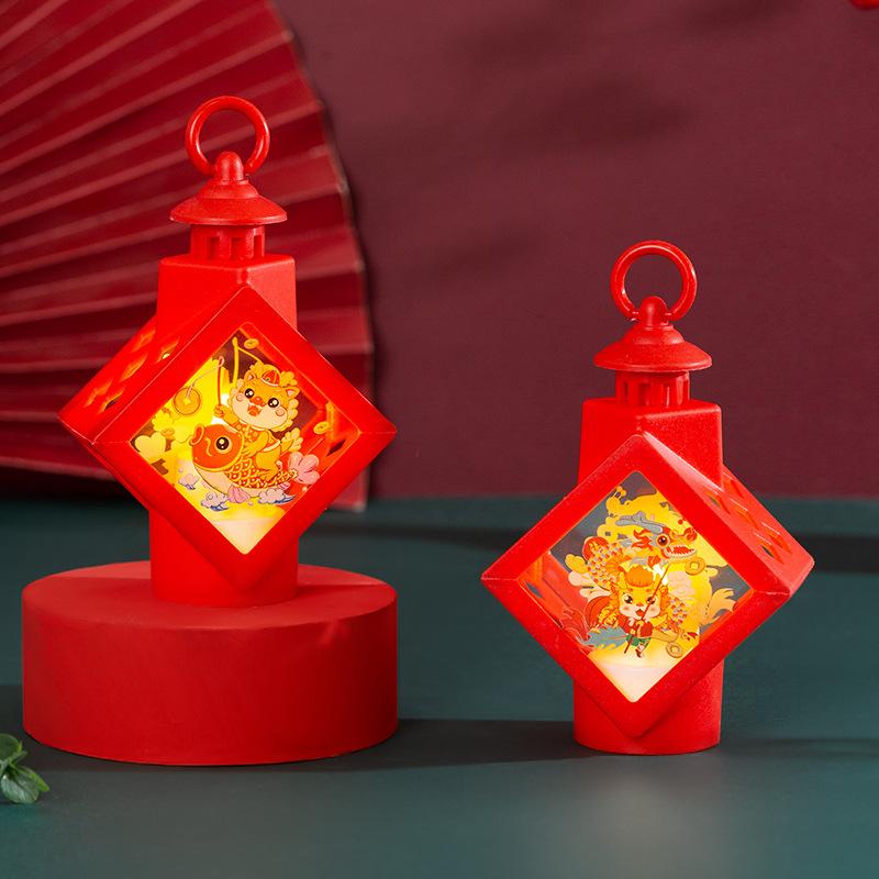 Linterna de Carácter Fu Portátil Resplandor Año del Dragón Decoración Festival de Primavera Nudo Chino Yuanxiao